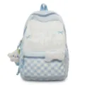 Japanischer Stil süßer Karomuster großer Kapazität Schulrucksack für Teenager Mädchen Studenten - Blau