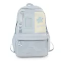 Japanese Harajuku style student backpack detail, large capacity casual school book bag light blue - Blue