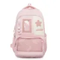 Joli sac à dos rose ita avec fenêtre transparente et poche en filet, idéal pour les élèves. - Rose
