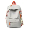 Japanischer Stil ins süßer Punkt Rucksack für Mädchen, hellgrau und orange Design. - Ohne Anhänger / Grau