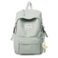 Hellgrüner Rucksack mit Pünktchen im Detail mit Fronttasche und süßem Mondanhänger. - Ohne Anhänger / Grün