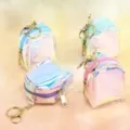 Holographic transparent mini backpack keychain cute TPU coin purse stylish pendant - 7X5X9cm / Uniform Mixed Color