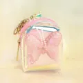 Iridescent mini backpack coin purse pink glitter butterfly keychain accessory variant. - Bowknot Style / Pink