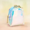 Holographic clear mini backpack keychain iridescent coin purse cute portable bag - Plain Style / Blue