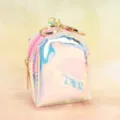 Holographic mini backpack keychain, cute iridescent coin purse, portable cute storage bag - Plain Style / Pink