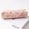 Cute capybara pencil case PU leather stationery bag student pencil pouch aesthetic pink - Style 2