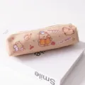 Cute capybara PU pencil pouch detail view, high capacity stationery storage bag for students. - Style 4