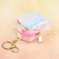 Holographic transparent mini backpack coin purse with gold keychain fashionable cute TPU bag charm. - 7X5X9cm / Pink