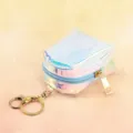 Holographic transparent TPU mini backpack coin purse keychain detail view showing metal zipper. - 7X5X9cm / Sky Blue
