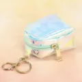 Holographic transparent TPU coin purse with gold keychain, cute mini hanging bag detail. - 7X5X9cm / Emerald Green