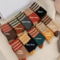 Verstärkte Frottee-Damensocken Herbst Winter warme farbige Baumwoll-Mittelwaden-Socken - Einheitsgröße / Kaffeebraun