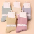 Calcetines de media caña de algodón suave para mujer set de colores sólidos 5 pares - Par Único / Colores Mezclados