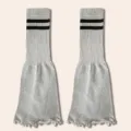 Calentadores de punto para mujer estilo ballet calcetines grises con rayas y volantes - Talla única / 2 rayas gris