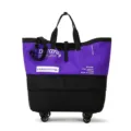 Grand sac de voyage color-block à roulettes avec bandoulière et poignées durables. - Style roue / Violet