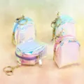 Holographic mini backpack coin purse keychain clear iridescent cute zipper wallet charm. - Plain Mixed Colors