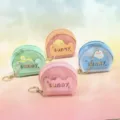 Macaron color mini half round PVC coin purse with cute cloud pocket and golden chain keychain. - Uniform Mixed Color