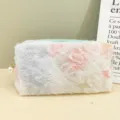 Tie-dye lace cosmetic bag girlish embroidered pencil case with lovely tassel storage bag - Green