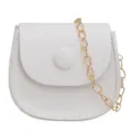 Pequeño bolso cruzado blanco para niños con cadena dorada, monedero de cuero PU y diseño de botón. - Blanco