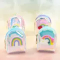 Holographic rainbow mini backpack coin purse, cute cartoon PVC earphone bag key pouch. - Rainbow Mixed Colors