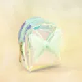 Holographic mini backpack coin purse cute bow keychain storage bag shiny small schoolbag - Bowknot - Green