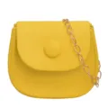 Bolso cruzado amarillo para niños con cadena dorada y botón, elegante bolso de PU. - Amarillo