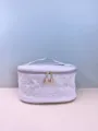 Portable large capacity PU cosmetic bag with woven texture, stylish travel toiletry storage organizer. - 22x16x12 CM / Ivory