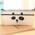 Cute cartoon panda pencil case, stylish semi-transparent PU leather student stationery storage bag. - White Panda
