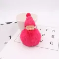 Süßer schlafender Babypuppe Pompon Schlüsselanhänger Plüsch Tasche Anhänger Auto Deko - Fuchsia