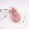 Süßer schlafender Baby Puppe Pompom Schlüsselanhänger Plüsch Tier Anhänger für Taschen und Auto - Altrosa