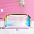 Holographic clear cosmetic bag TPU waterproof makeup pouch portable toiletry organizer for travel - Semi-Circle Large / AB Color