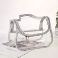 Bolso cosmético transparente de PVC con borde láser, bolsa de maquillaje portátil para viaje. - Horizontal / Plateado
