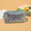 Sparkling Sequins Cosmetic Bag Portable Glitter Makeup Pouch Stylish Storage Bag for Travel - Light Gray