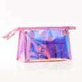 Holografische transparante laser make-up tas, grote capaciteit TPU cosmetische etui. - Aktetas / Roze