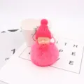 Süßer schlafender Baby Puppe Pompon Schlüsselanhänger Plüsch Tasche Anhänger Rosa - Wassermelonenrot