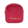 Red velvet sanitary napkin storage pouch portable cute cosmetic coin purse zipper bag - Burgundy