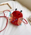 Cute red ladybug children crossbody bag, portable mini shoulder bag for kids daily outfit. - Red