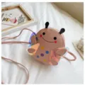 Cute pink kids crossbody bag with holographic wings and cute bug design for little girls. - Pink