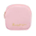 Pink velvet cosmetic pouch small zipper storage bag for sanitary napkins makeup organizer - Pink