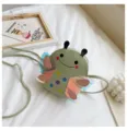 Cute green insect kids crossbody bag, PU leather cartoon shoulder bag with cute wings. - Green