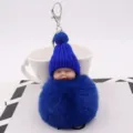 Schlafende Baby Puppe Pompon Schlüsselanhänger Plüschtier Flauschiger Taschen Anhänger Blau. - Saphirblau