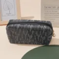 Graue Pailletten Kosmetiktasche mit grosser Kapazitaet tragbare Make-up Tasche Perlentasche. - Schwarz
