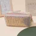 Pailletten Kosmetiktasche große Kapazität Make-up Tasche tragbar Glanz Reise Organizer - Champagnergold
