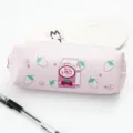 Cute pink PU leather pencil case with strawberry milk carton design for student stationery. - Strawberry Juice