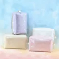 Glitter cosmetic bag set, portable shiny makeup pouch for women and girls with pearl zipper. - Solid Color / 18x7x11cm / Multicolor