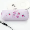 Korean cute strawberry pencil case pu large capacity stationery box student pink purple pen bag - Strawberry Soda