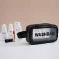 Zwarte kleine draagbare toilettas reizen waterdichte wasopbergtas met doorzichtig venster. - Enkele Laag / S / Zwart