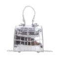 Silver laser crocodile pattern mini top handle shoulder cross body bag for stylish women - Silver