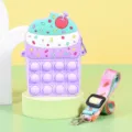 Niedliche Eiscreme Silikon Pop It Münztasche mit Schultergurt für Kinder Alltag. - 8x13,3x4 cm / Lila