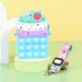 Schöne Silikon Eiscreme Push Pop Bubble Fidget Spielzeug Umhängetasche für Kinder mit buntem Gurt. - 8x13,3x4 cm / Blau