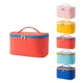 Bolso cosmetico de PU estilo coreano gran capacidad organizador de maquillaje portatil - Rojo Atardecer